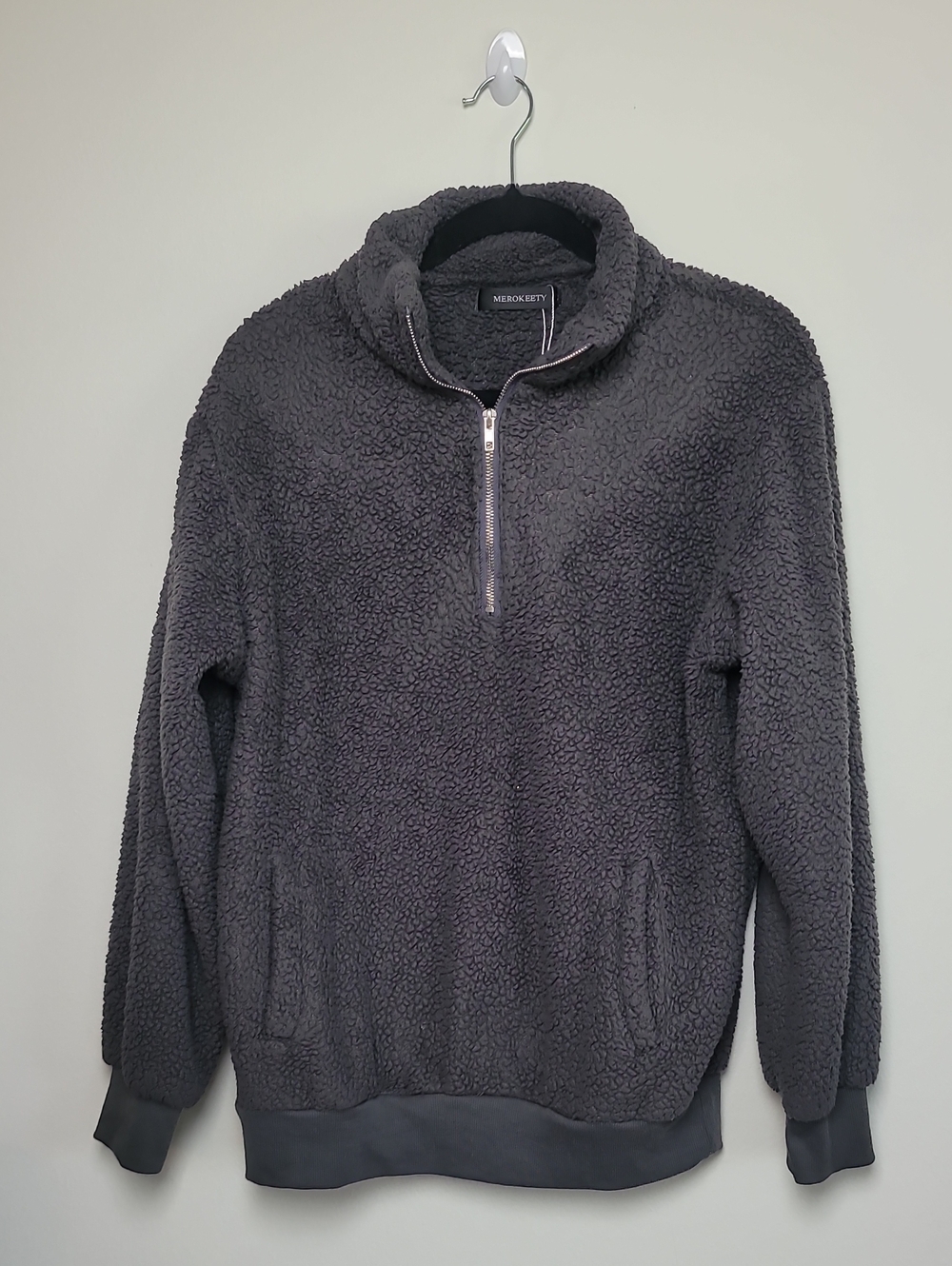 MEROKEETY Women's Sherpa Pullover Size M